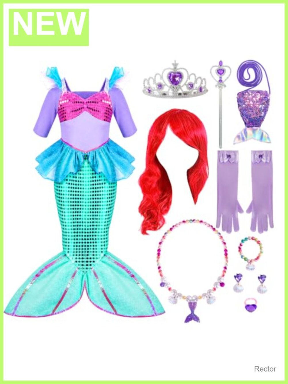 Sequin Mermaid Costume Set with Accessories for Toddler Girl